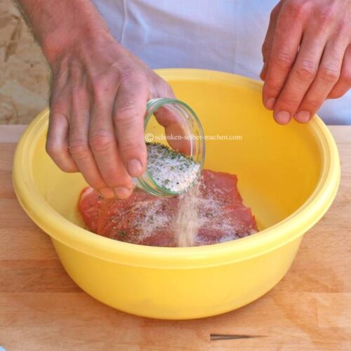 Fleisch pökeln Schinken selber machen Schritt für Schritt erklärt